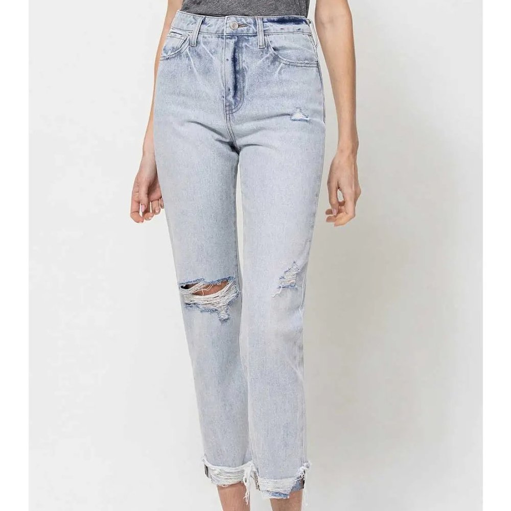 NWT VERVET BY Flying Monkey Super High Relaxed Cuffed Straight Leg Jeans